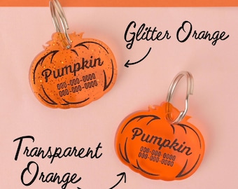 Pumpkin Personalized Pet tag, Cat or Dog ID Tag, Fall, autumn, Thanksgiving