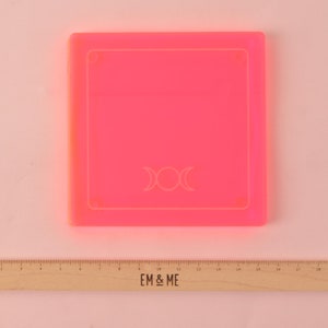 Alchemy Coasters, Set of 4, Minimal Astrology Symbols, engraved Coasters, Neon Acrylic Plastic image 6