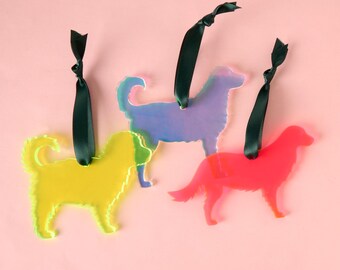 Fluorescent Acrylic Dog Breed Ornament, Pet Silhouette
