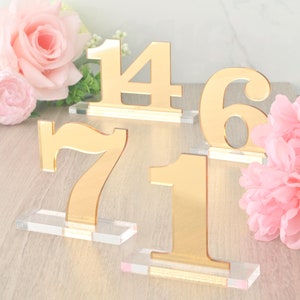 Gold Table Numbers in Classic Clarendon Font for Wedding Reception Decor and Events