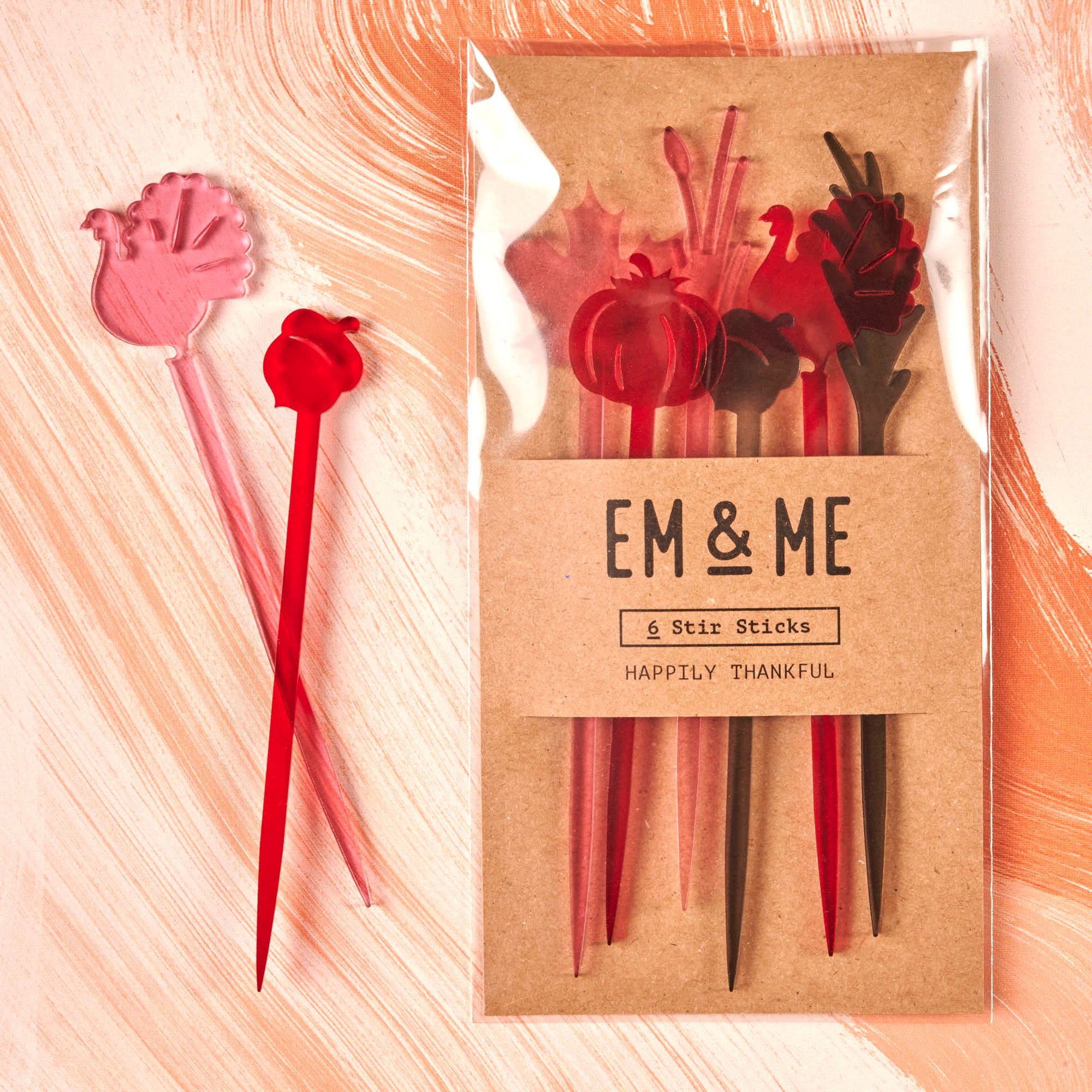 Happily Thankful Stir Sticks Thanksgiving Swizzle Sticks Etsy