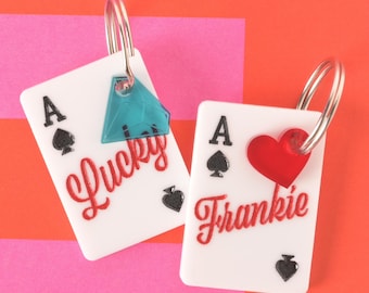 Ace of Spades Pet Tag: Personalized Playing Card Cat & Dog ID