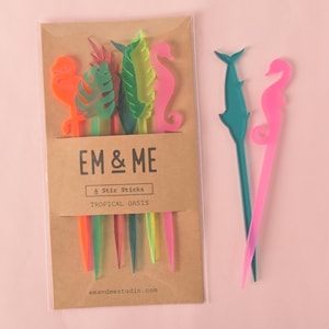 Tropical Oasis Stir Sticks, Summer Swizzle Sticks, Beach Party Cocktails, Ocean Style