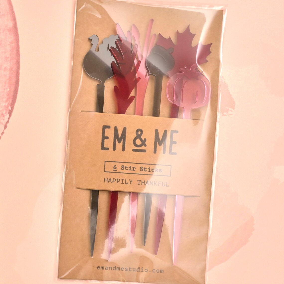 Happily Thankful Stir Sticks Thanksgiving Swizzle Sticks Etsy