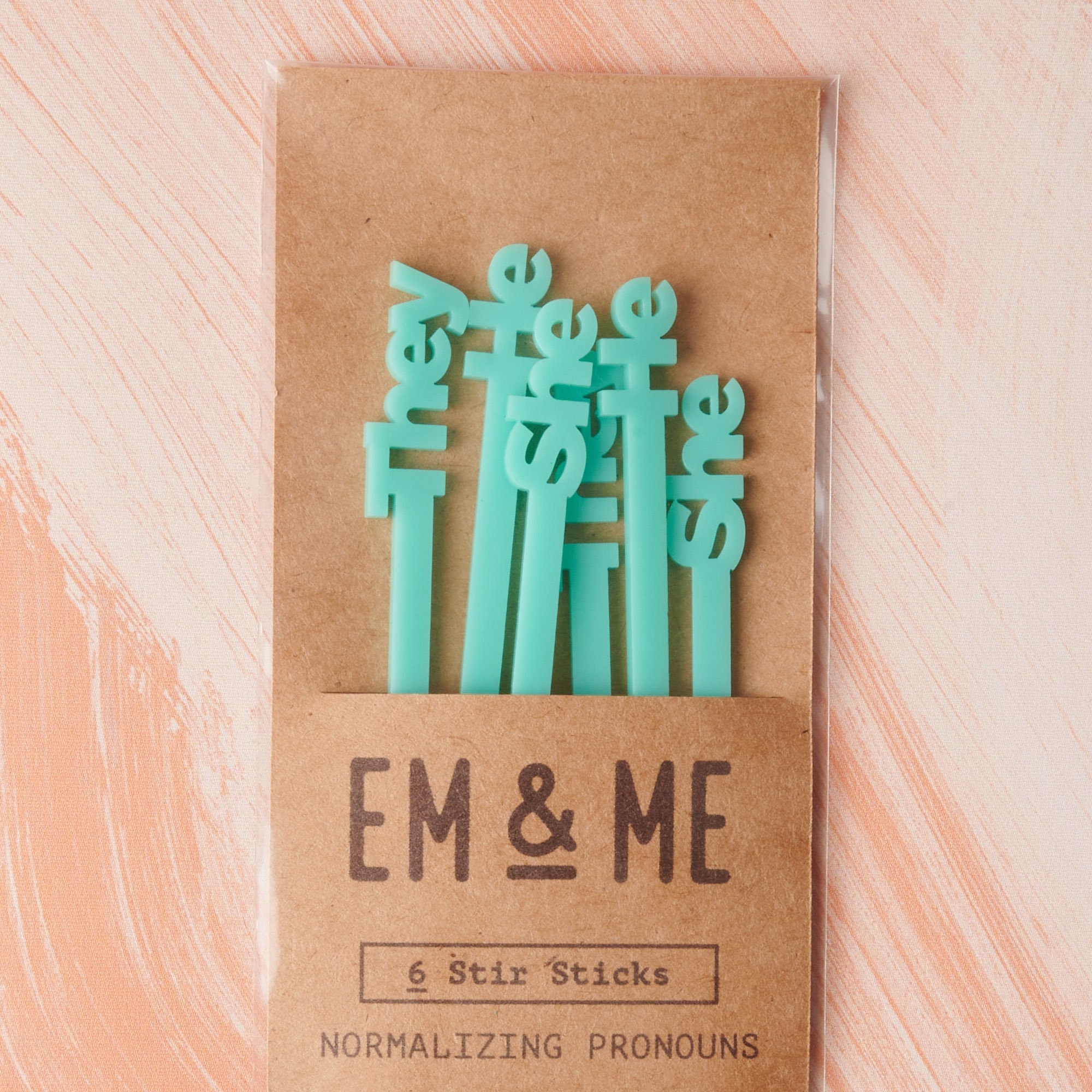 EAMS* He, She, They. White Drink Stirrers