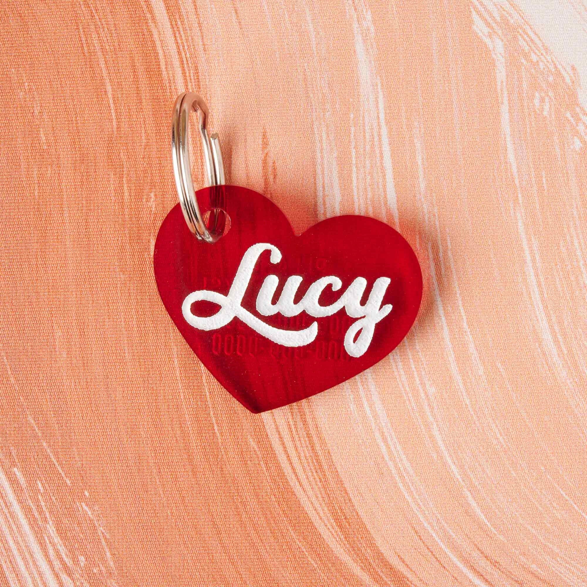 Just Love, Lucy Heart Personalized Pet Tag, Cat and Dog ID Tag