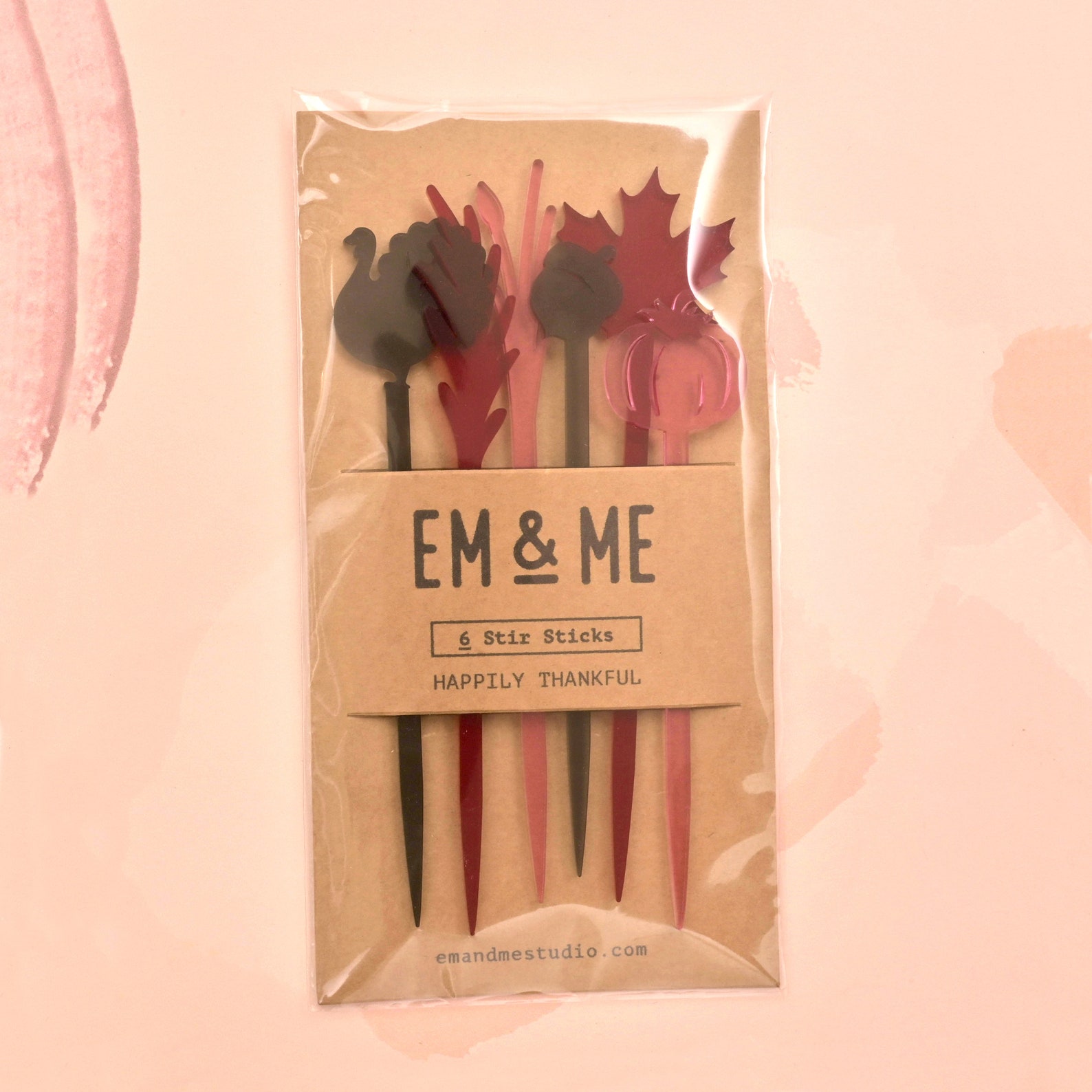 Happily Thankful Stir Sticks Thanksgiving Swizzle Sticks Etsy