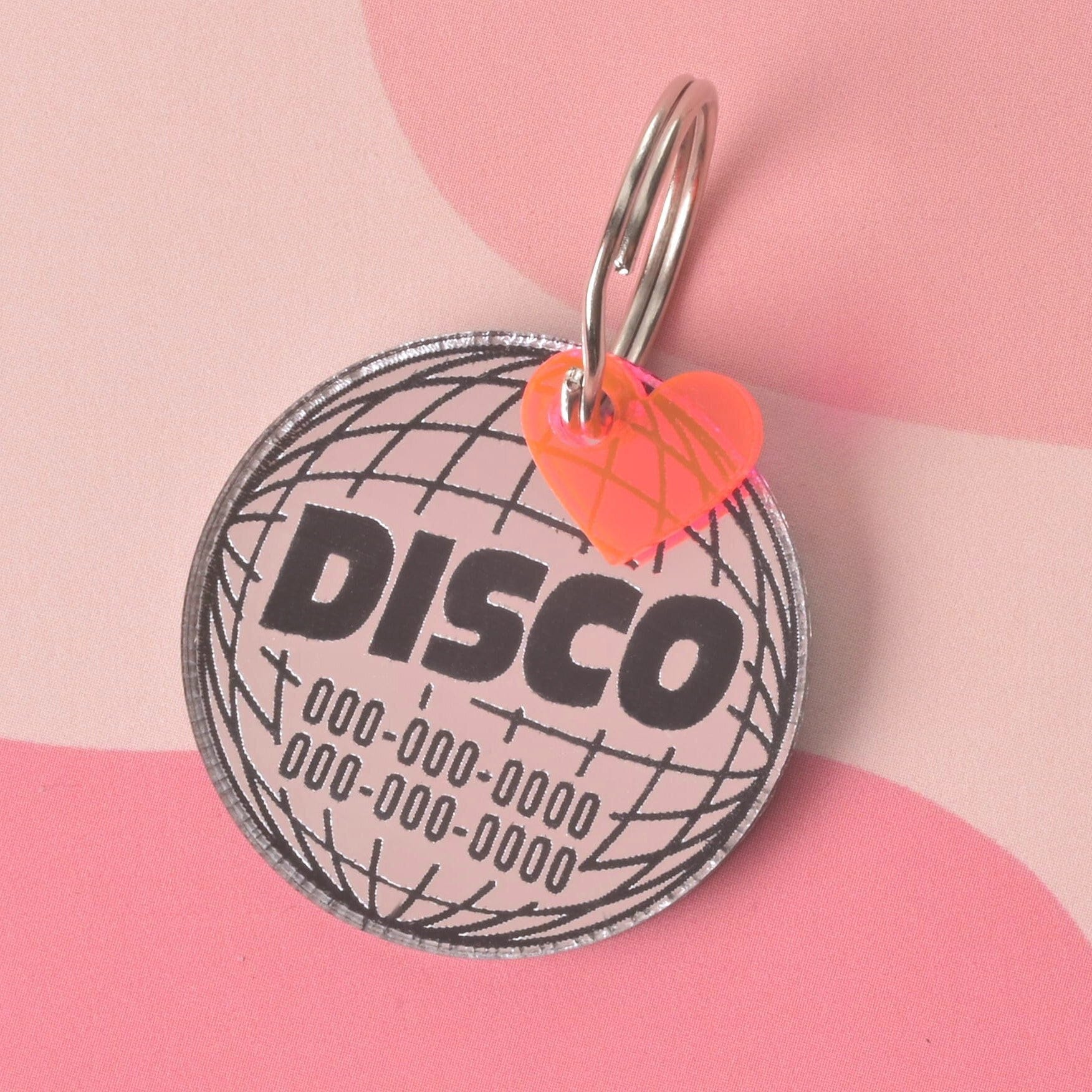 Disco Sparkling pet ID, Dancing Disco Ball Personalized reflective mirror pet tag
