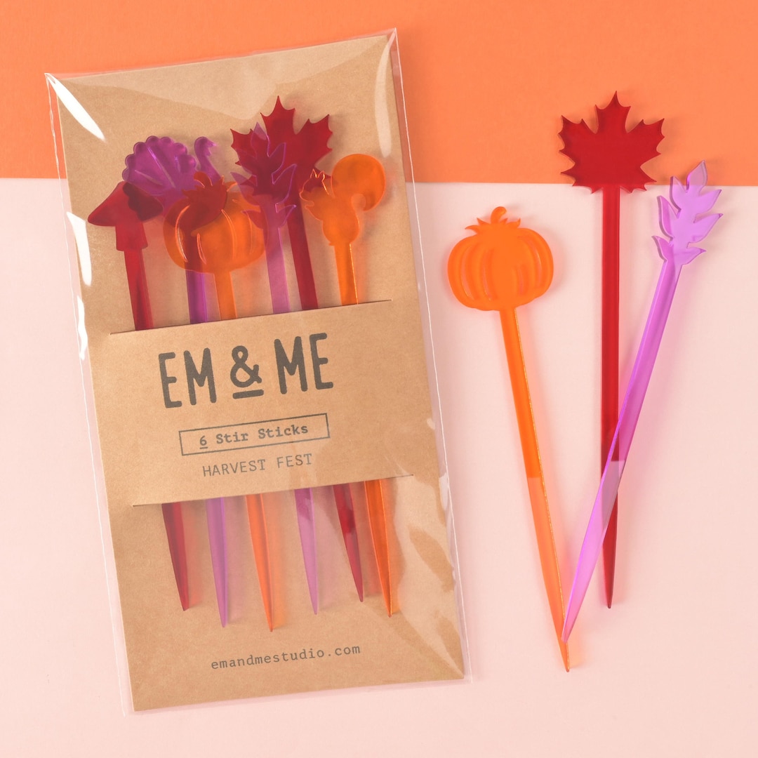 Harvest Fest Stir Sticks Thanksgiving Swizzle Sticks Fall Etsy