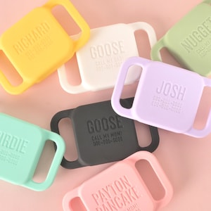 Personalized Engraved Slide-on GPS Pet Tag Holder for Tile Mate 2020 & 2018, Silicone Bluetooth Tracker Case for Dogs and Cat Collar