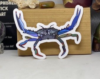 Psychedelic Blue Crab die cut sticker~item#121