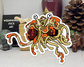 Flying Spaghetti Monster die cut sticker~item# 272