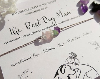 The Best Dog Mum Crystal Bracelet | Dog mom Gift | Minimalist Bracelet UK | Dog Owner Crystal Jewellery