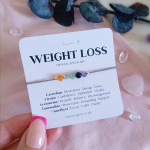 Weight Loss Journey Bracelet Gift, Motivation Crystal Jewellery, Confidence & Self Love Gift, Sterling Silver Dainty Silk Cord Necklace