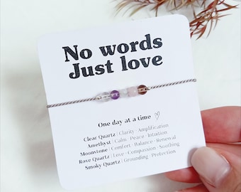 Pulsera de cristal de apoyo, pulsera de cristal para el duelo y la pérdida, joyería minimalista de piedras preciosas, regalo para expresar cariño, regalo de duelo para ella.