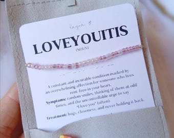 loveyouitis / Pulsera de regalo "Te amo", Pulsera de amor con código Morse, Joyería con mensaje secreto, Regalo romántico para ella, Regalo para tu mejor amiga, Cordón de seda delicado