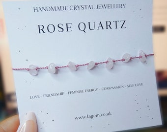 Custom Crystal Bracelet - Knotted Spiritual Silk Cord Bracelet - Gemstone Jewellery - Minimalist Gift for Women - Yoga Accessories Gift