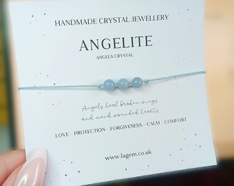 Angelite Dainty Bracelet | Grief Gift Women Accessories | Loss Jewellery Gift | Angel Crystal Bracelet | Hard time Comfort Bracelet