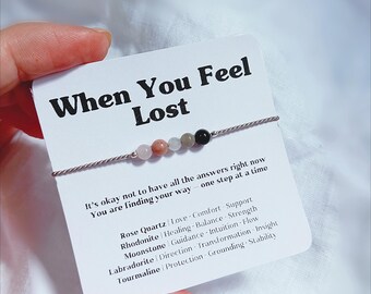 Pulsera de cristal para cuando te sientas perdido/a y abrumado/a, regalo para la depresión y la ansiedad, joyería de apoyo para tiempos difíciles, collar de piedras preciosas para el amor propio.