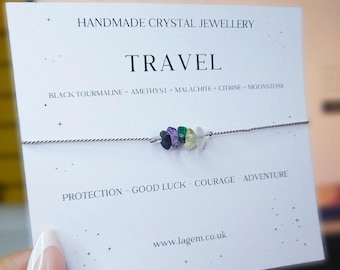 Travel Crystal Bracelet | Protection Gift | Travelling Gemstones | Crystal Jewellery | Summer Accessories | Adventure | Crystals