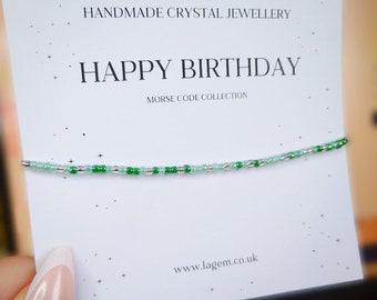 Happy Birthday Morse Code Bracelet Birthday Gift Custom Bracelet Secret Message Gift Seed Beads Minimalist Bracelet Morse Code Jewellery UK