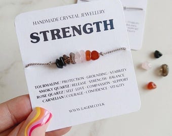 Strength Crystal Bracelet, Resilience  dainty Jewellery, Protection Gift Bracelet, Hard time Courage Jewellery, Sterling Silver Jewellery