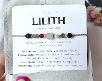 Lilith Crystal Bracelet, Witchy Jewelry for Women, Feminine Power Jewelry, Mystic Gemstone Bracelet, Empowerment Gift, Goddess Inspired Gift