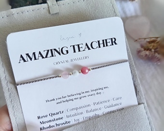 Pulsera de cristal para profesor/a, regalo de agradecimiento al profesor/a al final del curso, regalo de agradecimiento al tutor/a escolar, regalo para profesor/a de infantil, joyería minimalista