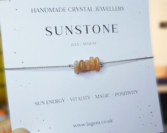 Sunstone Crystal Bracelet - June August Birthstone Jewellery - Happiness Stone - Witchy Accessories - Summer Jewellery