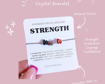 Strength Crystal Bracelet, Resilience  dainty Jewellery, Protection Gift Bracelet, Hard time Courage Jewellery, Sterling Silver Jewellery