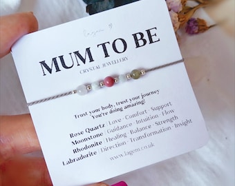 Pulsera de cristal para futuras mamás, regalo de embarazo, regalo significativo para baby shower, joyería "Confía en tu camino", collar minimalista de plata de ley.