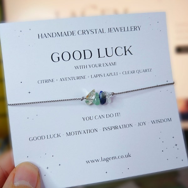 Good luck with your Exams Bracelet GCSE Student Gift Intention Bracelet Good luck Crystals Dainty Jewellery UK Exams Gift Jewellery UK