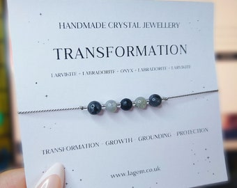 Transformation Crystal Bracelet | Protection Jewellery | Minimalist Intention Bracelet | Hope Crystal Gift | Goal Intention Crystals