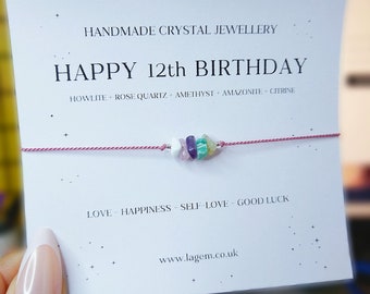 Custom Happy Birthday Crystal Bracelet Gift | Daughter Name Gift | Birthstones Minimalist Jewellery | Mother Gift | Dainty Bracelet