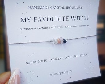 My favourite Witch Crystal Bracelet | Magical Support for Witch | Astrology Fortune telling Jewellery | Halloween Gift | Witchy accessories
