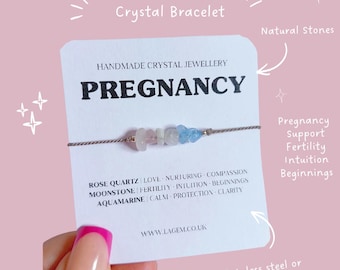 Pregnancy Crystal Bracelet Gift, Fertility Crystals Jewellery, Mom to be Gift, Pregnancy Support Gemstone Bracelet, Sterling Silver Gift