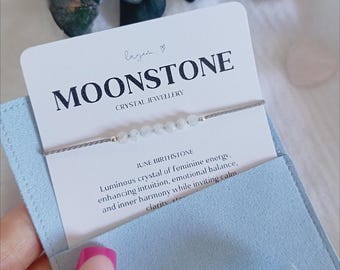 Pulsera de piedra lunar, joyería nupcial, pulsera de regalo para la novia, collar de cristal para nuevos comienzos, joyería delicada de plata esterlina para damas de honor.