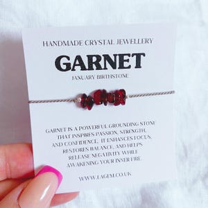Garnet Crystal Chip Bracelet for Women | January Birthstone Jewelry | Healing Stone of Love, Strength & Energy | Stackable Gift for Her