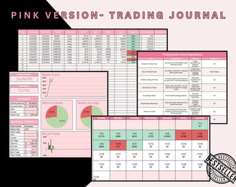 Trading Journal Spreadsheet | Pink Trading Journal | Trade Tracker | Day Trading Journal | Forex Crypto Stock Tracker | Trading Psychology