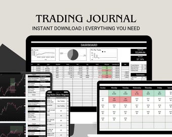 Trading Journal Spreadsheet | Digital Trading Log for Stocks, Forex and Crypto | Profit and Loss Tracker | Instant Download