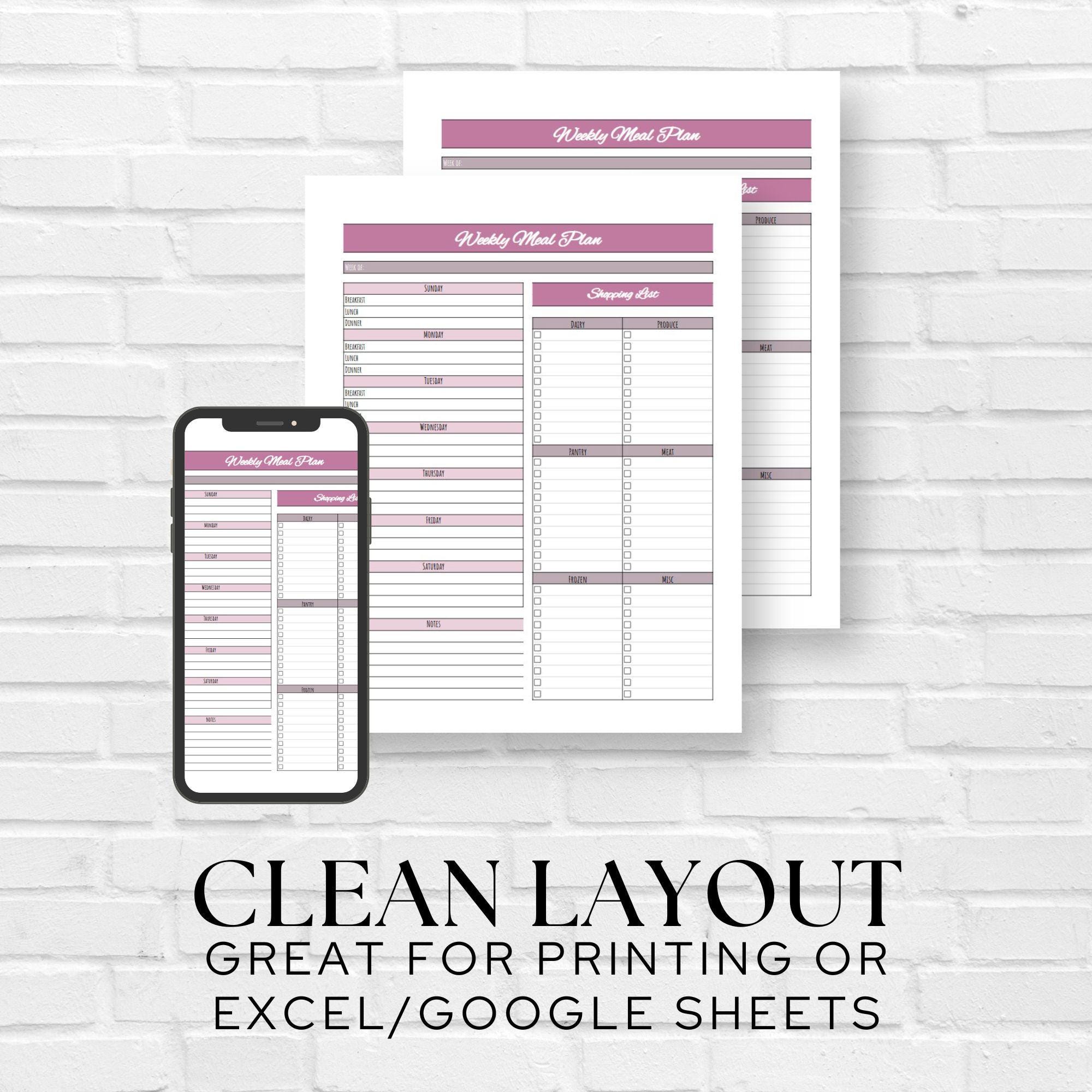 Weekly Meal Planner Printable With Grocery Shopping List | A4/A5 PDF ...