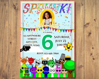 SPRUNKI Editable Birthday Invitation Template | Kids Birthday Party Invite | Printable Sprunki Theme | Canva Digital Download | 5x7