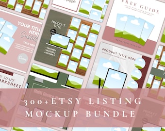 300+ Etsy Listing Mockup Bundle | Pink Canva Templates | Editable Product Image Templates for Digital Sellers | Instant Download