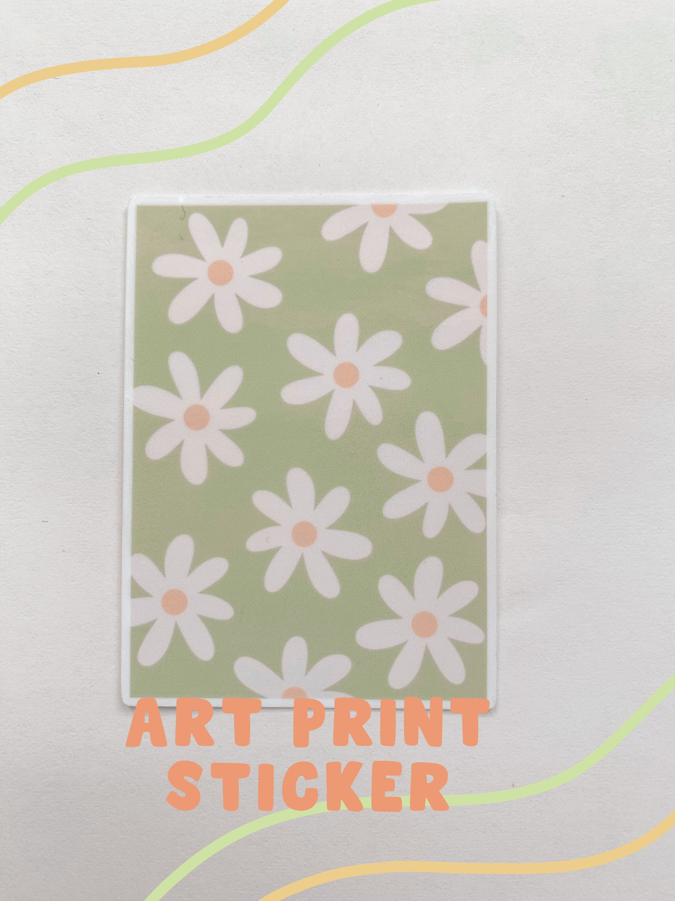 sage green floral aesthetic art print sticker indie room etsy