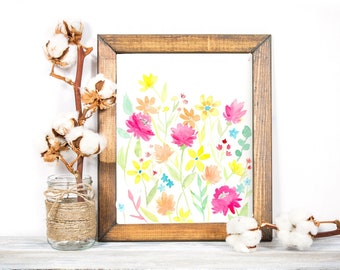 Bright spring watercolor floral UNFRAMED painting print