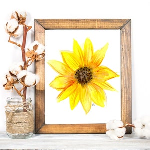 Watercolor sunflower painting print wall art UNFRAMED