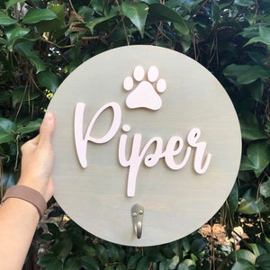 Custom Dog Hook – Wooden Leash Holder with Name – Entryway Pet Organizer Gift - Dog Leash Hook - Personalized Dog Leash Hanger - Dog Name