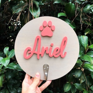 Custom Dog Hook – Wooden Leash Holder with Name – Entryway Pet Organizer Gift - Dog Leash Hook - Personalized Dog Leash Hanger - Dog Name
