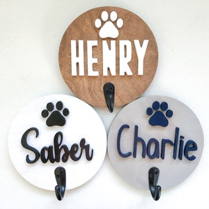 Custom Dog Hook – Wooden Leash Holder with Name – Entryway Pet Organizer Gift - Dog Leash Hook - Personalized Dog Leash Hanger - Dog Name