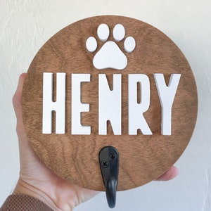 Custom Dog Hook – Wooden Leash Holder with Name – Entryway Pet Organizer Gift - Dog Leash Hook - Personalized Dog Leash Hanger - Dog Name